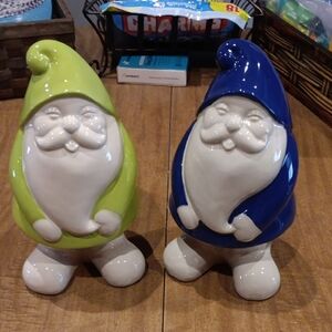 Green and Blue Garden Gnome Decor Set